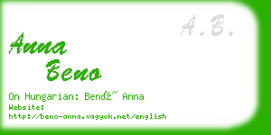 anna beno business card